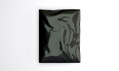 Black foil pouch isolated Mockup. 3D rendering