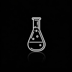 Black and white icon of a flask.