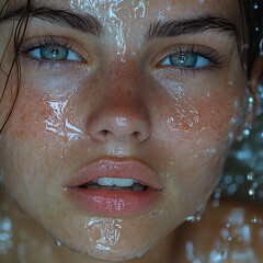 Woman with freckled skin on her face.