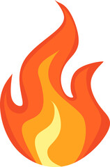 Simple illustration of fire. Png icon of flame in cartoon flat style. 
