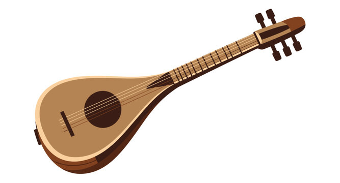 Traditional stringed musical instrument with a pear-shaped body and fretted neck