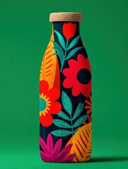 Fototapeta premium Creative Orange Bottle with Cap: Artistic Plastic and Glass Elements