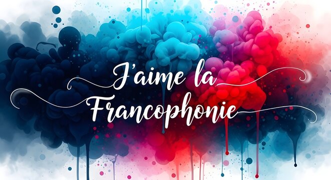 Vibrant francophonie celebration background with colorful smoke effects
