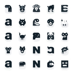 Stylized animal alphabet a modern vector illustration for design projects