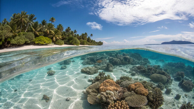Tropical Paradise: Beach and Coral Reef