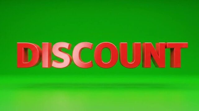 Red Discount Text on Green Background.