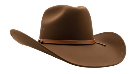 Brown cowboy hat PNG isolated on transparent background, classic western headwear for fashion and costume design
