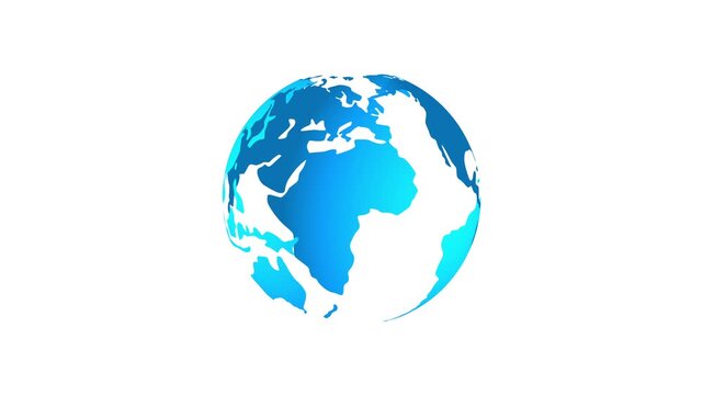 Animated globe planet earth rotating on white background and green screen for motion graphics