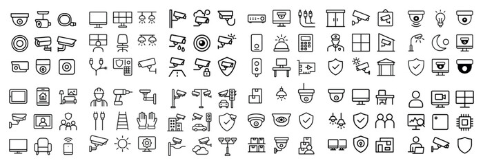 Fototapeta premium Surveillance and security camera icons set