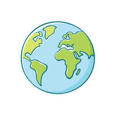 Fototapeta premium Abstract Earth globe with continents and oceans. Icon of world or planet drawn in doodle style. 