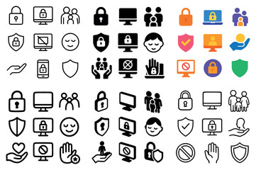 Fototapeta premium Security and privacy icon set collection
