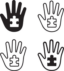 Obraz premium Symbol of Support: A compassionate illustration featuring hands gently holding puzzle pieces, representing the unwavering support and understanding of the community. 