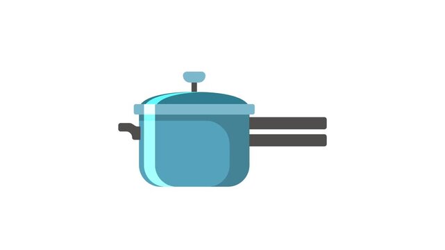 Pressure cooker vector icon animation on green screen background for kitchen visuals