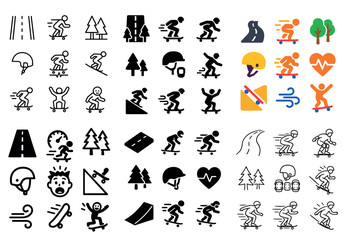 Fototapeta premium Skateboarding icons and symbols collection