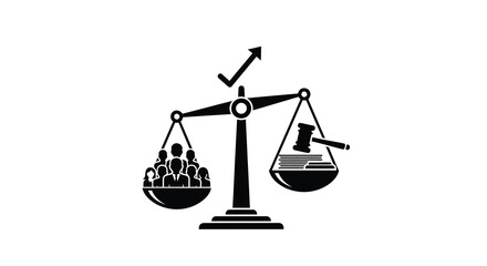 Justice scales depicting people versus law a striking silhouette © MSTMARIA