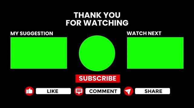 End screen youtube featuring subscribe and watch video links, perfect for video creators looking to increase engagement and grow their channel.