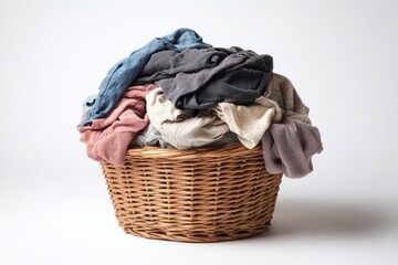 Minimalist White Background Featuring a Dirty Laundry Basket