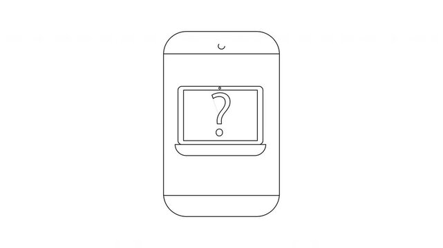 Smartphone Laptop Question Mark Icon Animation - Tech Support Concept.