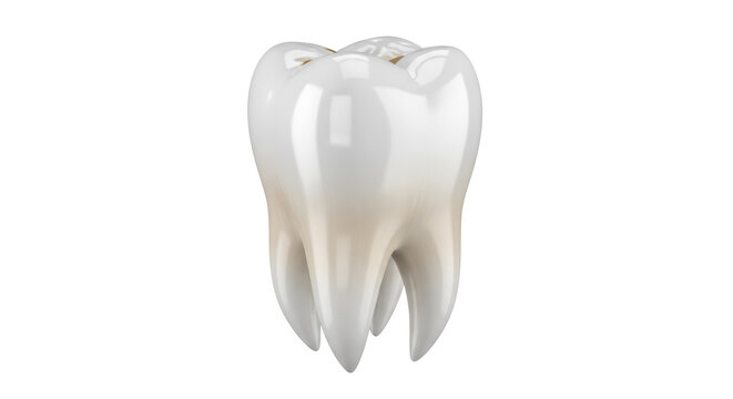 Realistic molar tooth isolated PNG on transparent background, dental anatomy model for educational and medical use, detailed 3D rendering