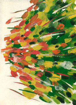 Vivid Forest Canopy rendered with Multi-colored Rhythmic Impasto Applications