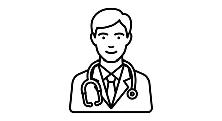 Fototapeta premium Professional male doctor with stethoscope, showing medical expertise and care, isolated white background