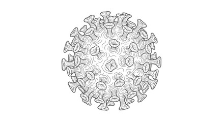 Detailed Representation of Coronavirus COVID-19 Particle, isolated white background