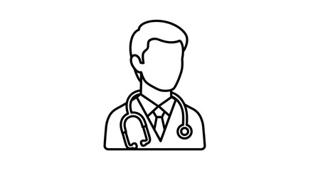 Fototapeta premium Professional Male Doctor Icon with Stethoscope Representing Healthcare Expert, isolated white background