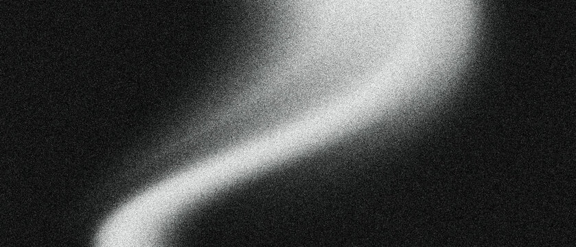 Abstract black and white grainy background with soft curved shadows and light gradients, creating a smooth, minimal, modern texture with a cinematic film noise effect.poster header backdrop