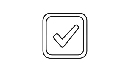 Check Mark Icon in Rounded Square Box, Symbolizing Approval or Completion, Isolated White Background