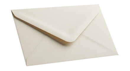 Elegant cream envelope isolated PNG on transparent background, stationery for invitations and greetings, blank template for graphic design