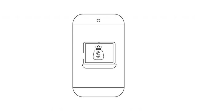 Online Banking Concept - Mobile Phone with Money Bag Icon.