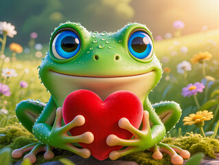 frog with a heart