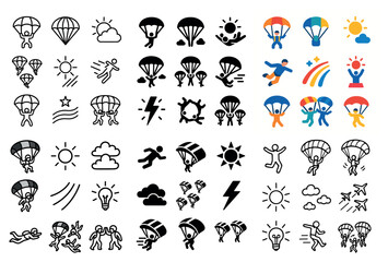 Parachute adventure icons collection