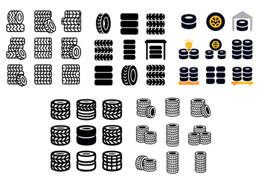Tire icons and illustrations collection