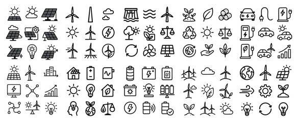 Obraz premium Sustainable energy and environment icons