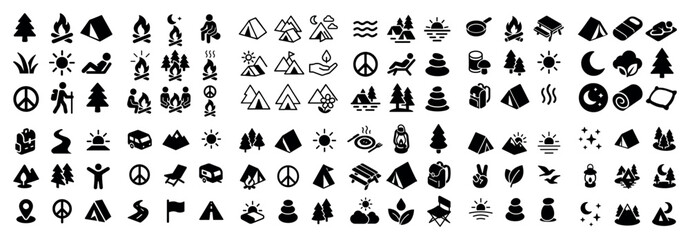 Outdoor adventure icons collection