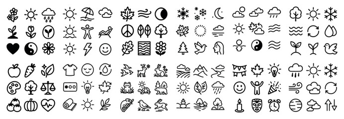 Fototapeta premium Seasonal nature icon collection