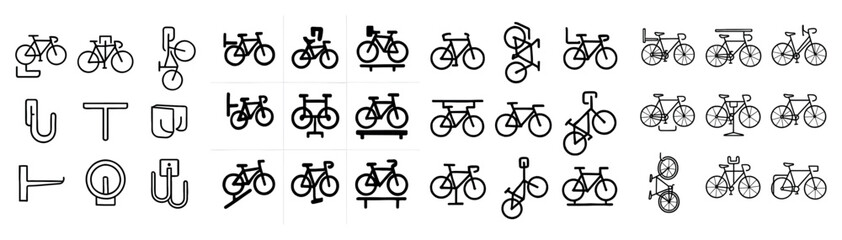 Bicycle line art icons collection