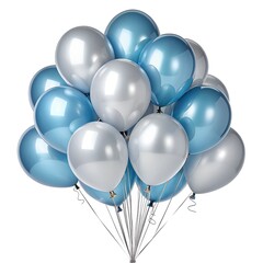 Soft Light Silver and Blue Balloon Cluster &ndash; Premium Elegant Celebration Decor JPG