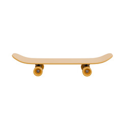 Side-view 3D render of a tan skateboard with orange wheels. Perfectly centered and isolated on background for sports equipment and urban lifestyle design mockups. © pikopixel