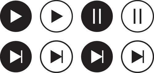 Video audio icon set. Multimedia control symbols. Modern media player icons button.Popular streaming service app icon. Minimalist sound wave vector illustration.  © fatima