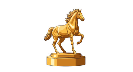 Polished Gold Equestrian Trophy on Isolated White Background