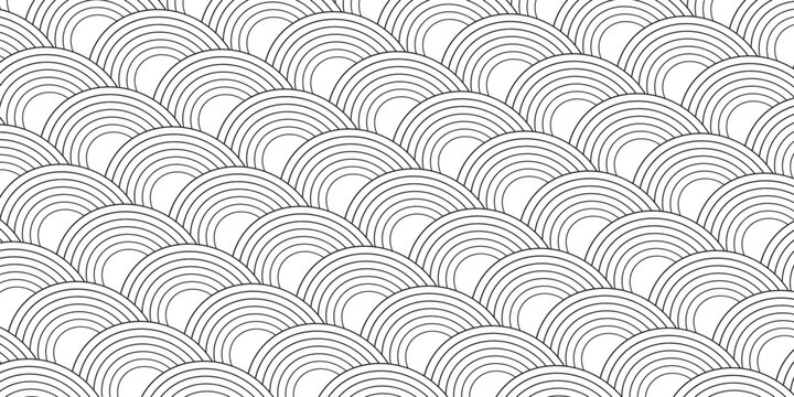 Concentric circles seamless monochrome pattern. Abstract geometry background