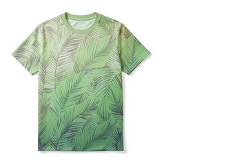 tropical-inspired t-shirt features a vibrant green palm leaf gradient pattern. Perfect for summer vibes, it offers a fresh, stylish, and nature-inspired look.