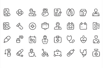 Medical equipment and emergency service vector set