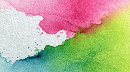 Vibrant Watercolor Abstract Background with Pink Green and White Hues