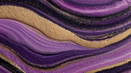 Abstract Purple and Gold Waves Design for Background or Art Use