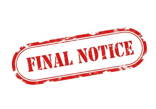 A red final notice stamp isolated on transparent background