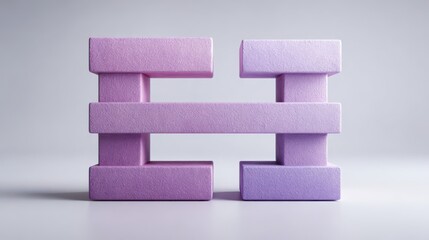 Minimalist Abstract Design with Purple Blocks on Neutral Background