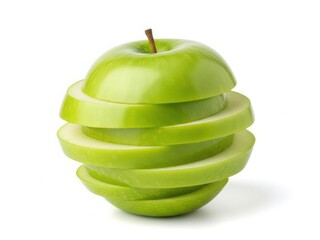 A green apple sliced into perfect rings displaying its crisp and juicy interior